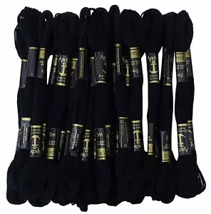 Anchor Thread Stranded Cotton Skiens Cross/Long Stitched Embroidery Black 8m - Picture 1 of 7