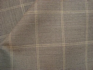 4+ yds Luxury WOOL Suiting Super fine 110s FABRIC 10 oz Taupe Plaid 150" BTP - Picture 1 of 5