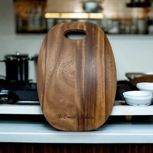 Personalised 30cm Acacia Wood Serving Board - Engraved Birthday Wedding Gift - Picture 1 of 8