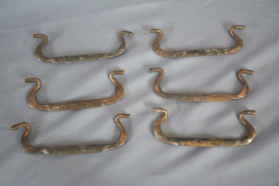 INTAGNICE ANTIQUE VICTORIAN BRASS PLATED IRON BAIL PULLS C 1900 (R5) - Image 1 of 4