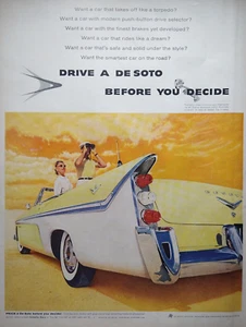 1956 Chrysler De Soto Automobile Yellow Convertible Car Vintage Photo Print Ad - Picture 1 of 1