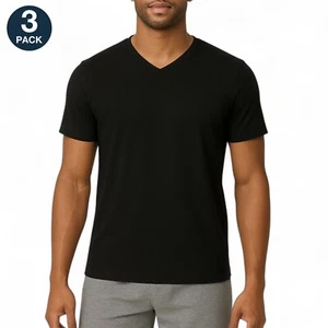 Gap Confezione 3 Magliette Sottomaglia Uomo Regular Fit Cotone Scollo a V TAGLESS Nero L - Foto 1 di 5