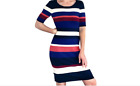 Ann Taylor Bodycon Dress Colorful Stripe Short Sleeve Stretch Womens Petite XXS