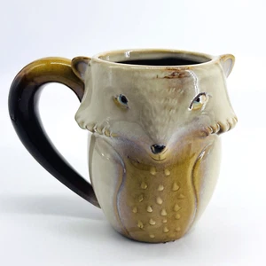 GIBSON HOME 18OZ TAN & BROWN 3D FOX COFFEE/TEA MUG GLAZE/GLOSSY-STONEWARE - Picture 1 of 11