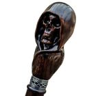 Cool Walking Stick Cane - Hooded Skull - Hand Carved Walking Sticks Wooden Cane