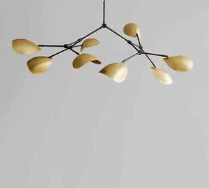 Stilnovo Style 8 Arm Curved Disk Shade Branch Sputnik Chandelier Light Fixture - Picture 1 of 7