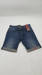 Arizona Jean Co Destressed Denim Bermuda Shorts Low Rise Cuffs Med Wash Size 3 - Picture 1 of 11