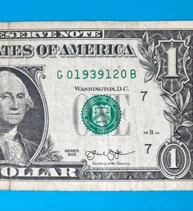 1939 December : G 01939120 B YEAR / MONTH $1 One Dollar Bill ( 1939 - 12 ) - Picture 1 of 3