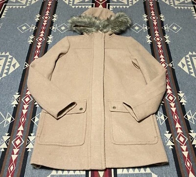 Abrigo Parka Vail Mezcla Lana J.Crew 0 Capucha Piel Sintética J6178 HR Foto 1 de 4