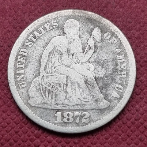 1872 Seated Liberty Dime 10c Circulated #49252 Cover