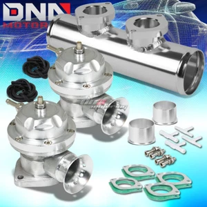 ADJUSTABLE TURBO BLOW OFF VALVE+DUAL TYPE RS 2.5" FLANGE PIPE ADAPTER PSI SILVER - Picture 1 of 7