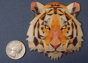 GEOMETRIC TIGER IRON-ON SEW-ON EMBROIDERED PATCH 2 7/8 " X 3 " - Picture 1 of 1