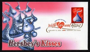 USA, SCOTT # 4122, THEROME FDC COVER LOVE & KISSES HERSHEY CHOCOLADE, 2007 DCP - Picture 1 of 2
