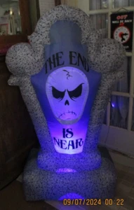 RARE HALLOWEEN☠CEMETERY TOMBSTONE~LIFE SIZE~GRANITE ILLUSION~3-D~AIR BLOWN~4'8" - Picture 1 of 13