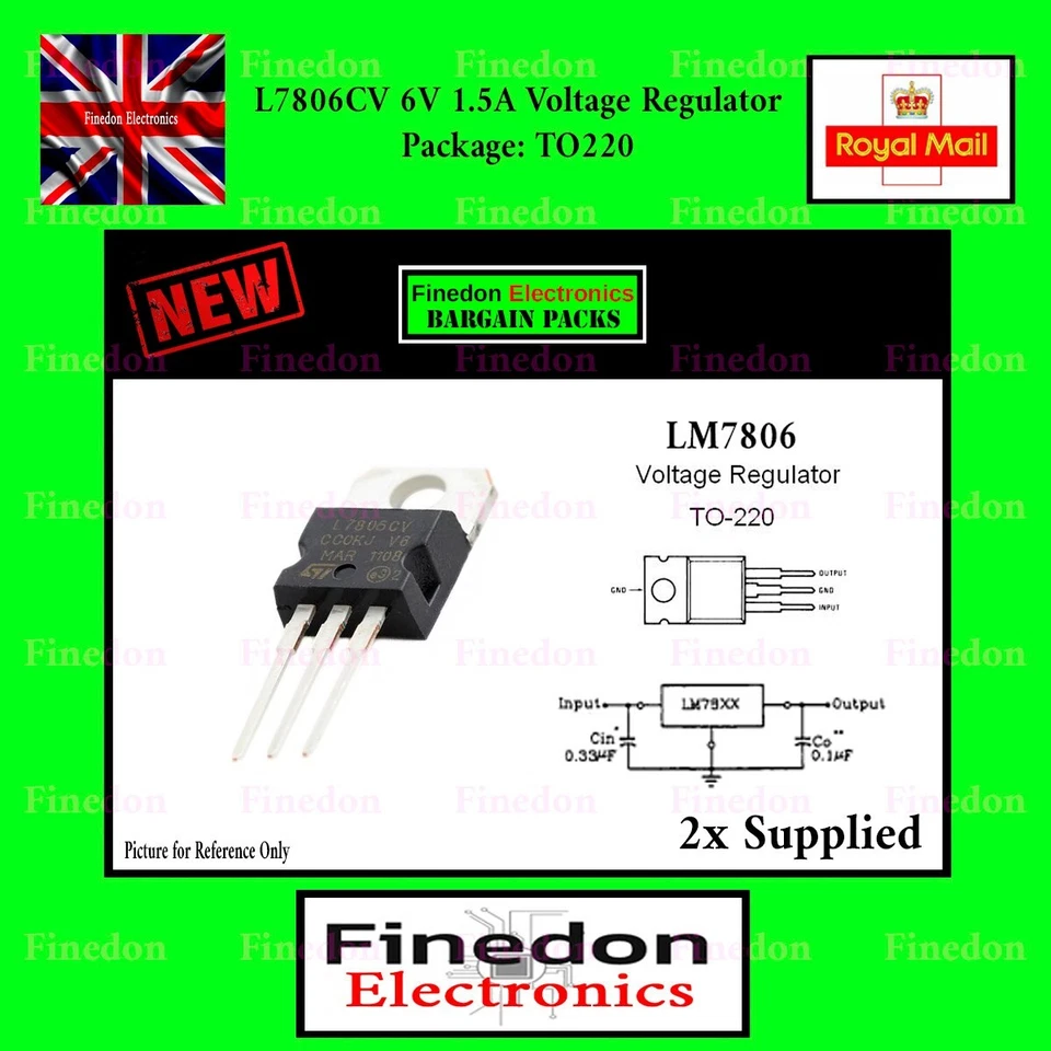 STMICROELECTRONICS 2 x L7806CV 3 Terminal 6V @ 1.5A Linear Regulator TO-220 78xx LM7806CV