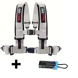 Arnés de hebilla automática plateado de 3 pulgadas 4 puntos y enchufe Polaris RZR Pro R XP Can-Am X3 Max - Imagen 1 de 9