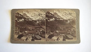 Stereoview Photograph VIEW OVER WENGEN SWITZERLAND 1904 3D Card - Foto 1 di 4