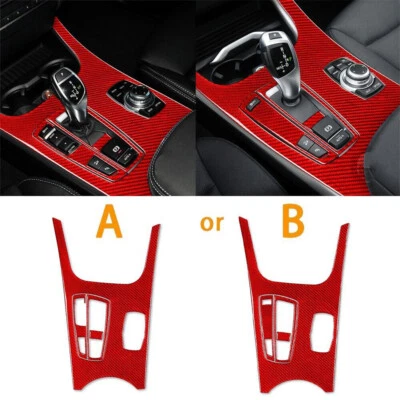 4Pcs Red Carbon Fiber Automatic Gear Shift Cover Trim For BMW X3 F25 X4 F26 - Image 1 of 4