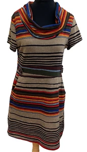 Womens Multicoloured Knitted Dress Size 14 Polyester Mix APRICOT - Picture 1 of 7