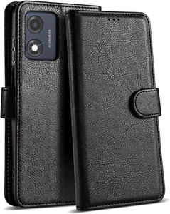 Funda delgada de cuero tipo billetera abatible a prueba de golpes con soporte para teléfono Motorola Moto G34 - Imagen 1 de 5
