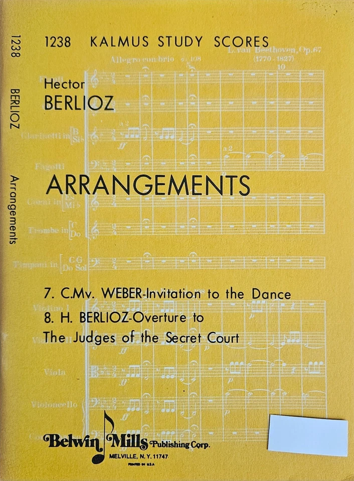Hector Berlioz Arrangements Weber Kalmus Study Score NEW - Image 1 of 1
