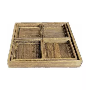 AzulHome Rustic Wooden Serving Trays with Handle Serving Platters Charcuterie... - Picture 1 of 4