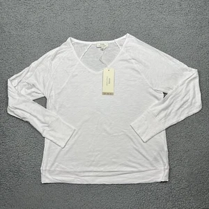 NYDJ Shirt Womens Small Forever Comfort Long Sleeve V Neck Tee Optic White - Picture 1 of 10