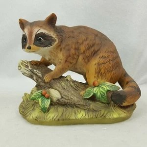 Masterpiece Porcelain by HOMCO Figurine Racoon on a Log  See Condition SEFM1 - Picture 1 of 12
