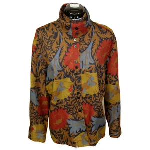 MONDI VTG Womens Medium Brown Paisley Button Up Top Collar Mockneck Wool 80s - Picture 1 of 5