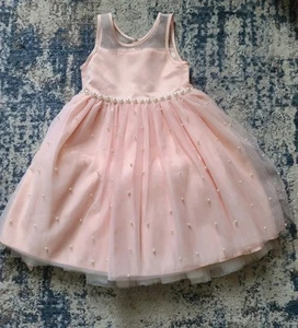 American Princess Peach Pink Tulle Glitter Formal Dress Girls Size 6 - Picture 1 of 10