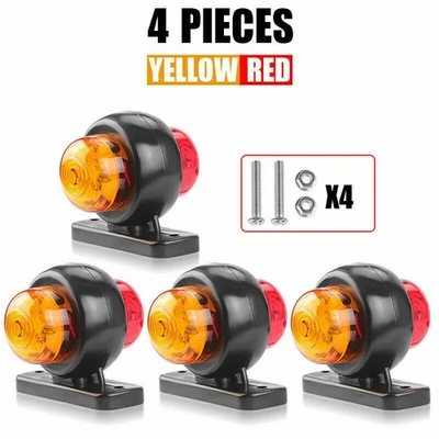 4X Red Amber LED Side Marker Outline Lamp 12-24V for Car Truck Trailer Van - Image 1 of 4