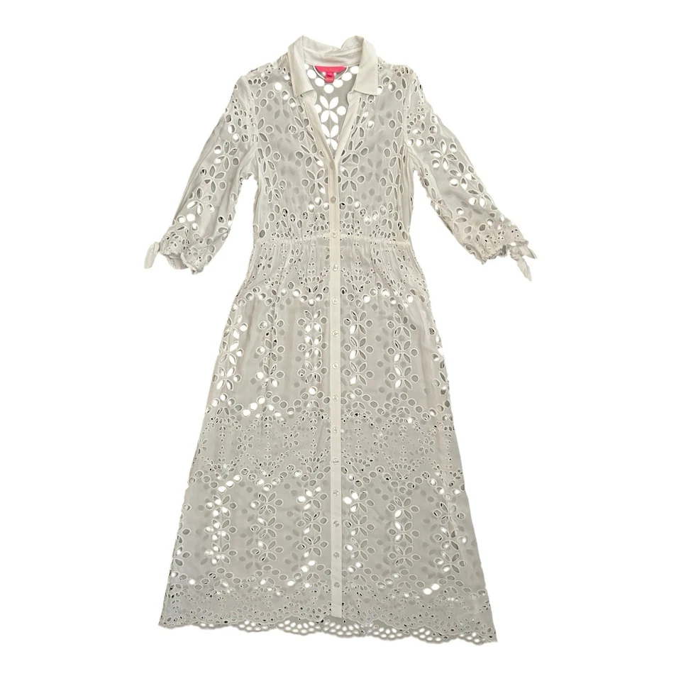 Vestido midi Lilly Pulitzer blanco con ojales Amrita talla 2 Foto 1 de 4