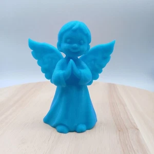 Engel Erzengel Kind lächelnd mit betenden Händen in Hellblau Nachtleuchtend 12cm - Bild 1 von 9