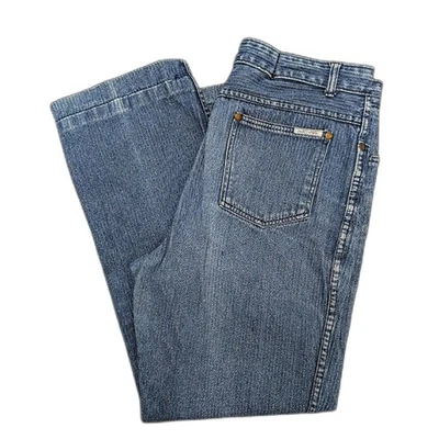 Pantalones de mezclilla azules clásicos de algodón a rayas conductor tren Chardon Paris vintage Foto 1 de 4