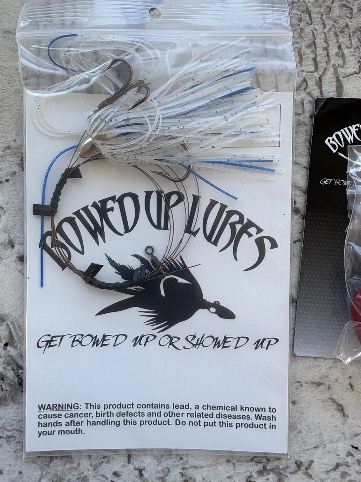 Bowed Up Lures Brand Saltwater Fly Lures Lot of 3 with Leaders and Hooks. New - Image 1 of 4