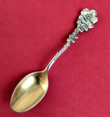 Reed & Barton Sterling Silver Wild Rose Harlequin Flowers Demitasse Spoon 4" - Image 1 of 4
