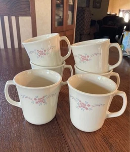 6er Set Vintage Corelle Englisch Frühstück Kaffeetassen 10 Unzen USA - Bild 1 von 3