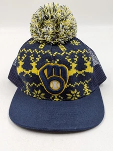 Milwaukee Brewers MLB Baseball Cap Truckers Snapback Cap Ugly Christmas Sweater - Picture 1 of 6
