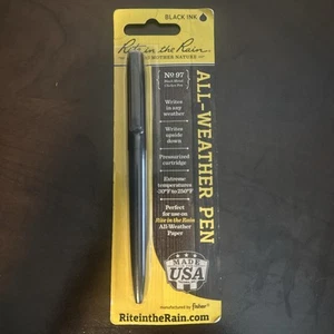 Rite in the Rain Clicker Black Metal 5.25" Writing Pen 97 - Picture 1 of 2