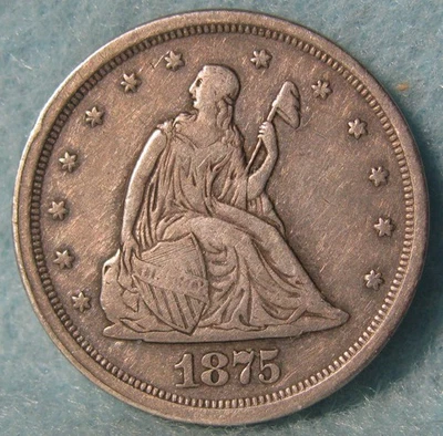 1875-S Twenty Cent Piece Near High Grade Old US Silver Coin - Image 1 of 4