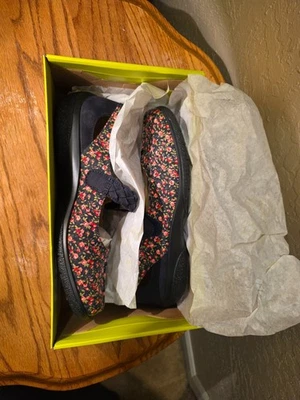 Hotter Shake Mary Jane Pisos Azul Marino Floral Lona, Para Mujer Talla 9.5 Foto 1 de 4