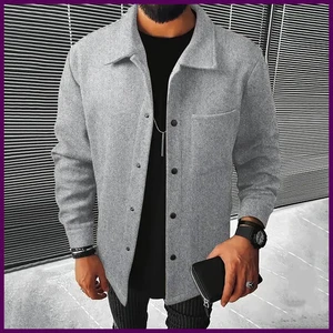 Abrigo informal cálido cepillado de solapa con botones para hombre para otoño invierno. - Imagen 1 de 26
