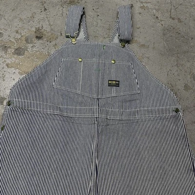 Vintage 50s 60s Oshkosh Sanforized Union Made Bib Hickory Stripe Overalls 46x34 - Image 1 of 4