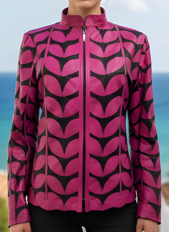 Mujer Cuero Hoja Chaqueta Mujer Cuero Mujer Chaqueta Cuero Mujer Todos los Colores Foto 1 de 4