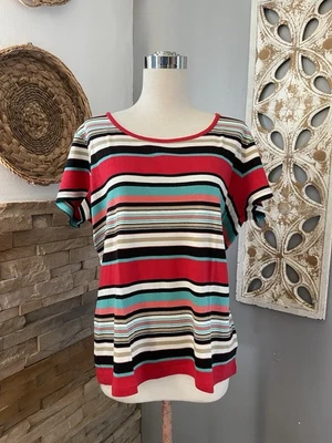 Camiseta deportiva Jones NY para mujer XL coloridas rayas informal Beach Resort Foto 1 de 4