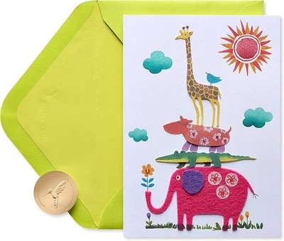 Nueva tarjeta de felicitación para bebé con estampado de selva de papiro Foto 1 de 3