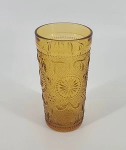 Tiara Brockway Concord Daisy Sandwich Amber Indiana Glass 5.5" Tumbler Vintage - Picture 1 of 7