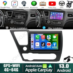 64GB Android 13 Car GPS Radio Wifi Navi Stereo CarPlay For Honda Civic 2013-2017 - Picture 1 of 20