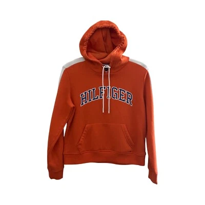 Толстовка с капюшоном Hilfiger оранжевый и синий и белый длинным рукавом женщин карман размер средний. - Изображение 1 из 4