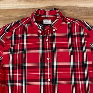 J Crew Crewcuts Shirt Boys 16 Red Tartan Plaid Button Down Cotton Long Sleeve - Picture 1 of 8